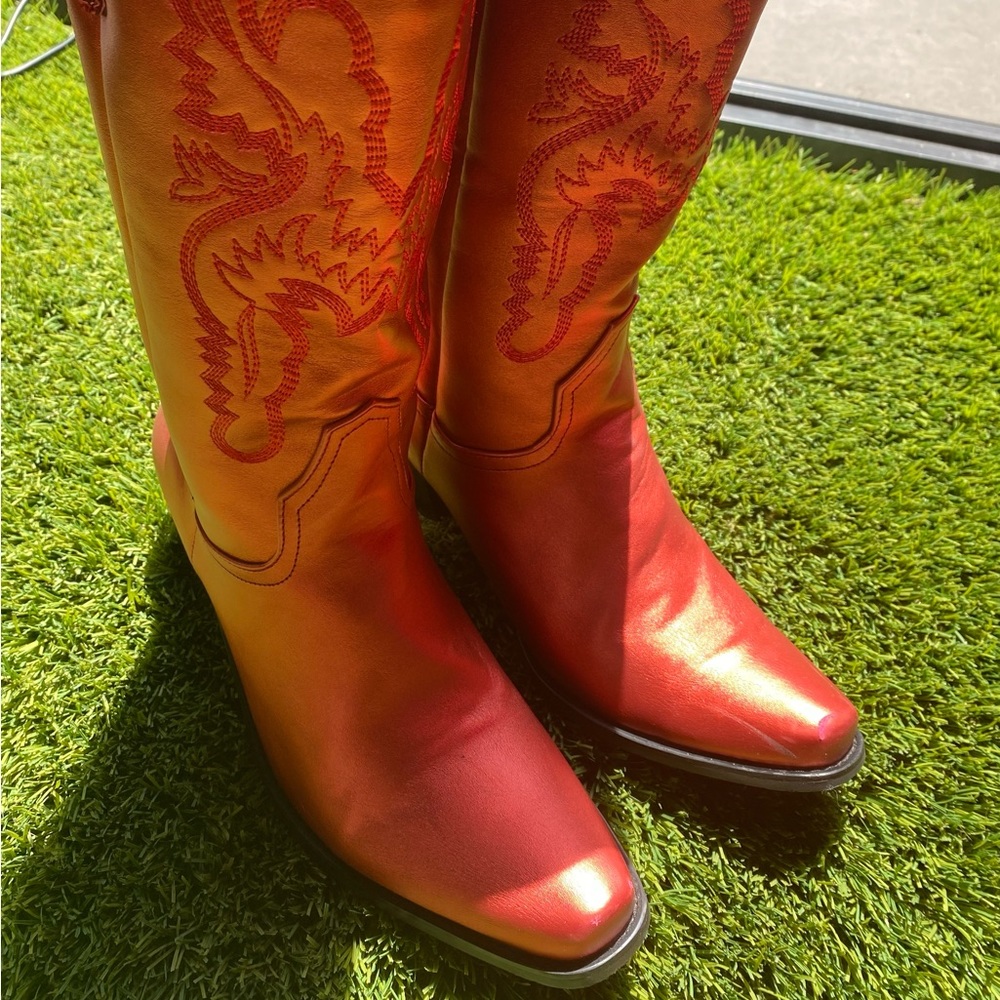 Metallic Red woman cowboy western boots